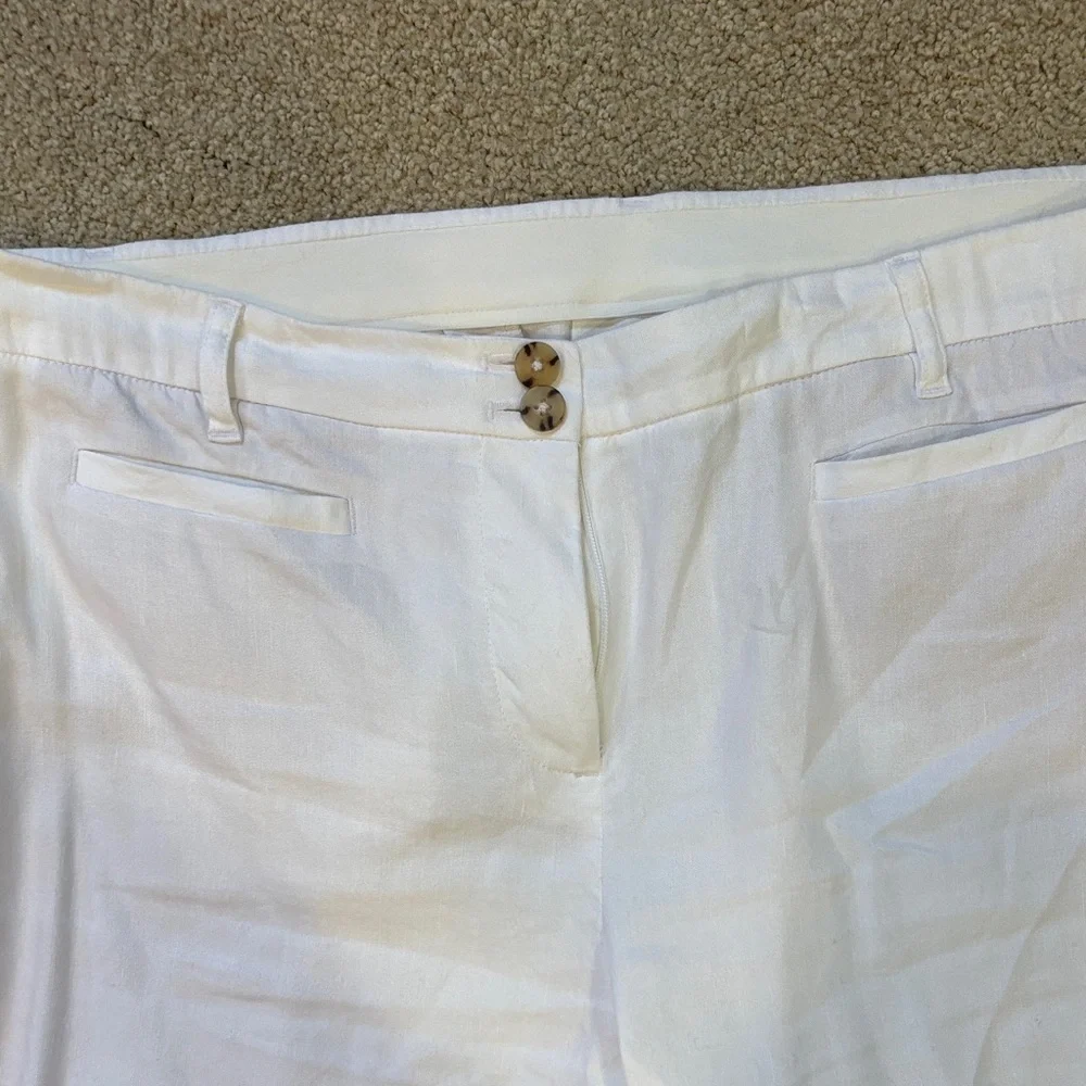 J. Jill Women's Bright White Linen Stretch Pants - Picture 2 of 6